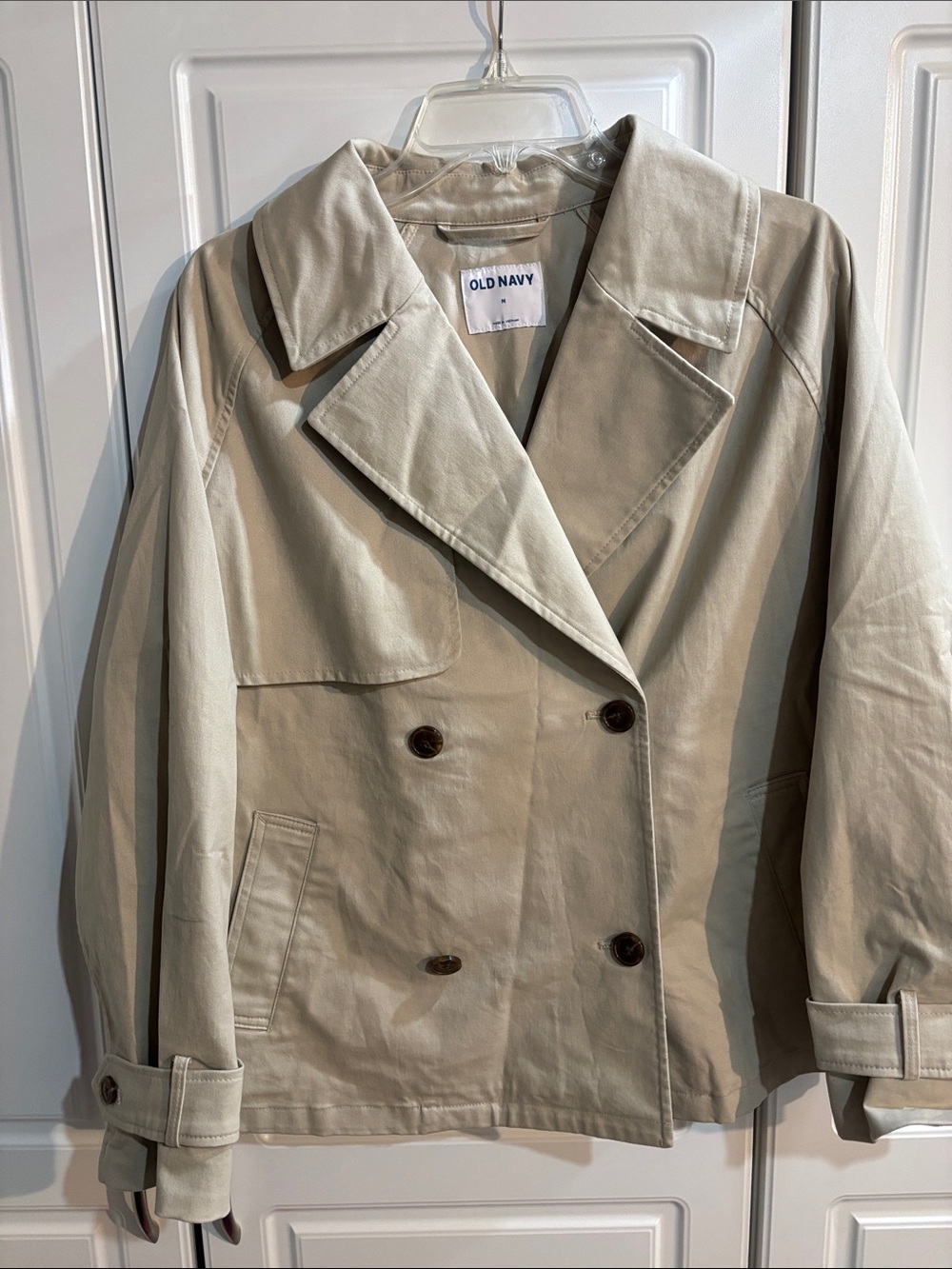 Old Navy Beige Double-Breasted Trench Jacket